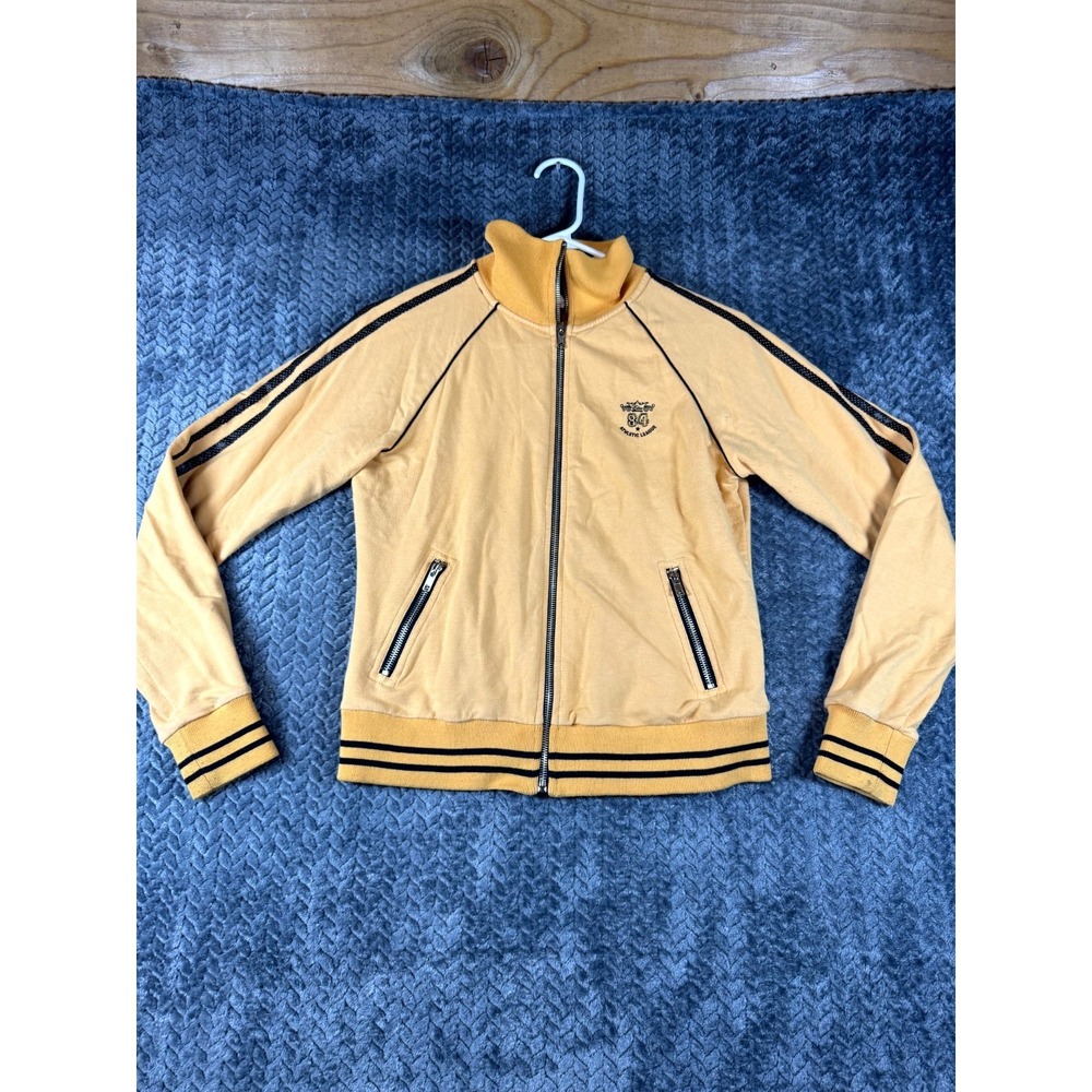 VTG Twenty One 21‎ Jacket Women Medium Yellow Stretch Athletic League Full Zip